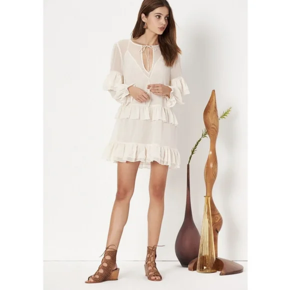 Tularosa Darla Ruffle Sheer Mini Dress Cloud Cream - Picture 9 of 9